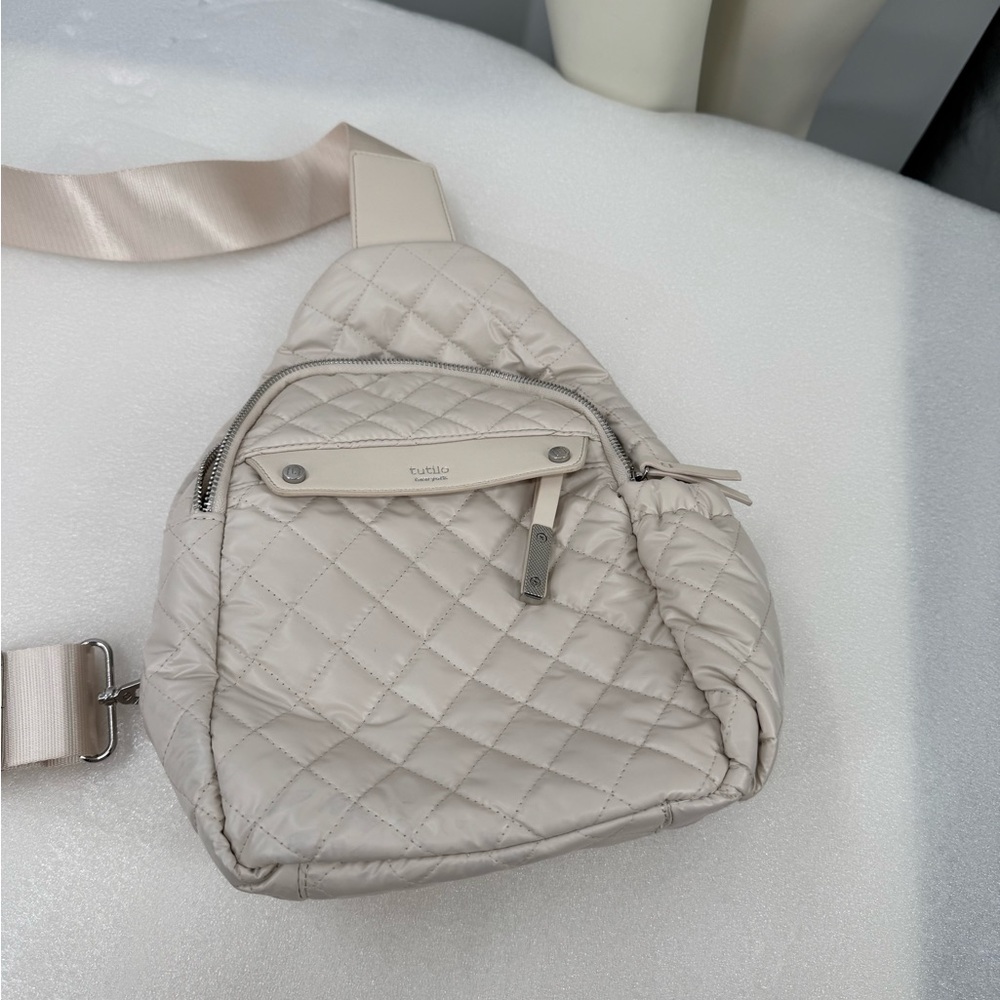 Tutio Beige Quilted Backpack